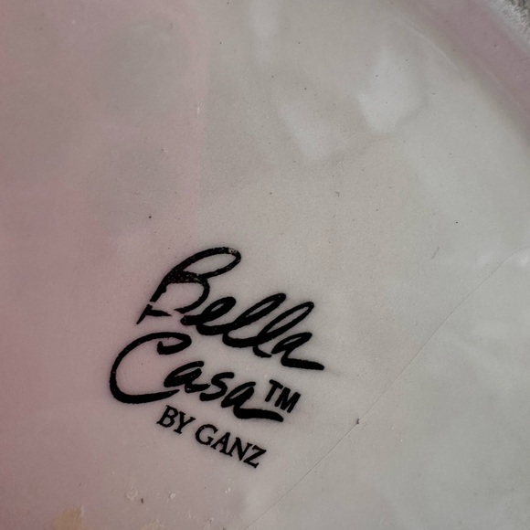 Bella Casa by Ganz Ceramic Rose Wicker Basket Glazed White & Pink - Picture 7 of 7